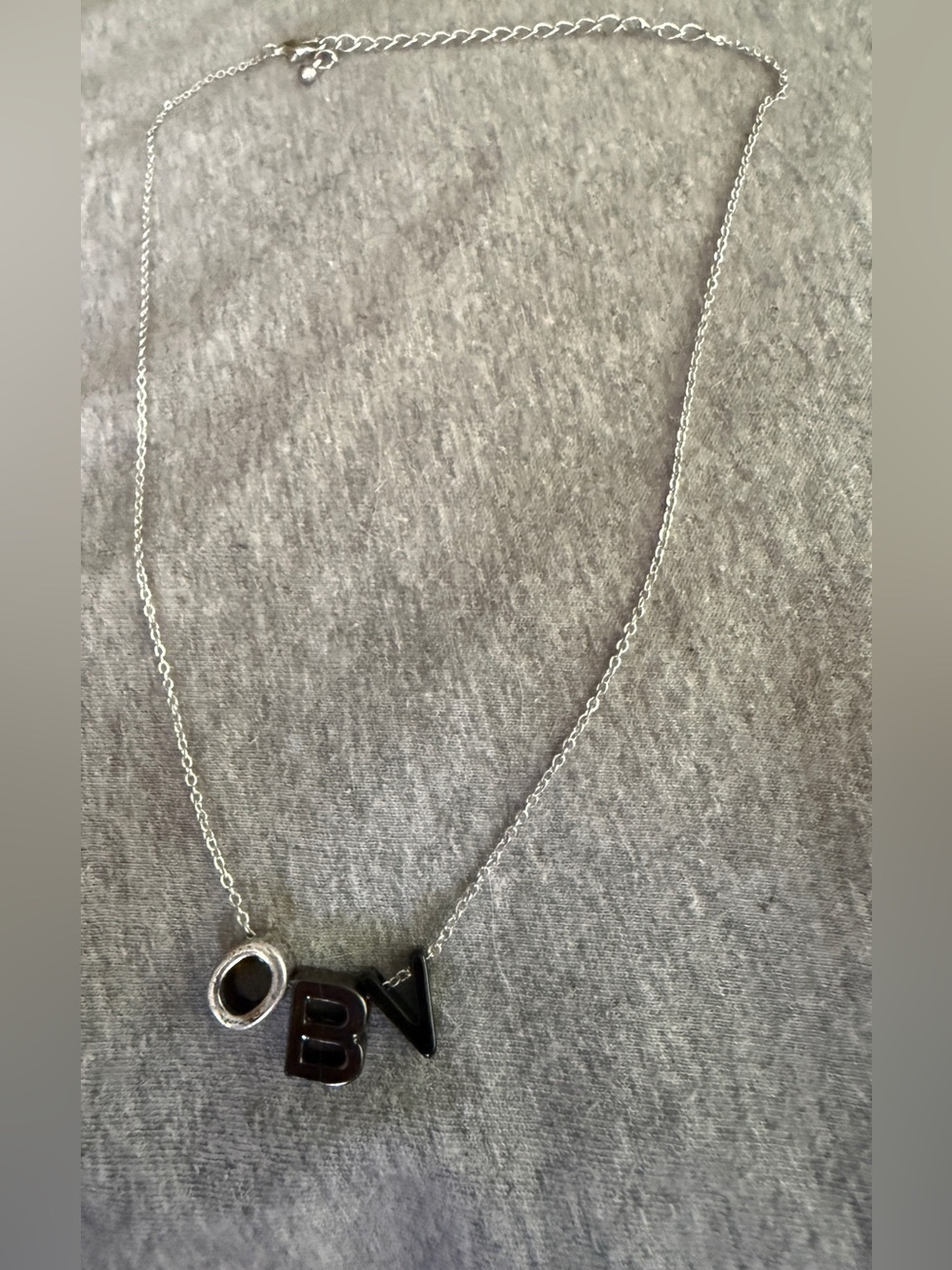 Silver Letter Pendant Necklace with O, B, V Charms - Picture 5 of 6